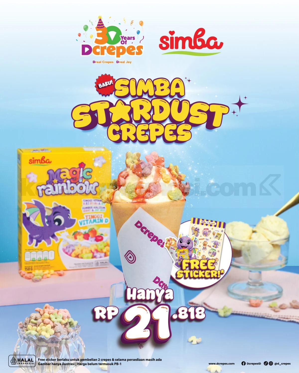 D'Crepes Tawarkan Simba Stardust Crepes Rp21.818, Sensasi Crunchy & Creamy