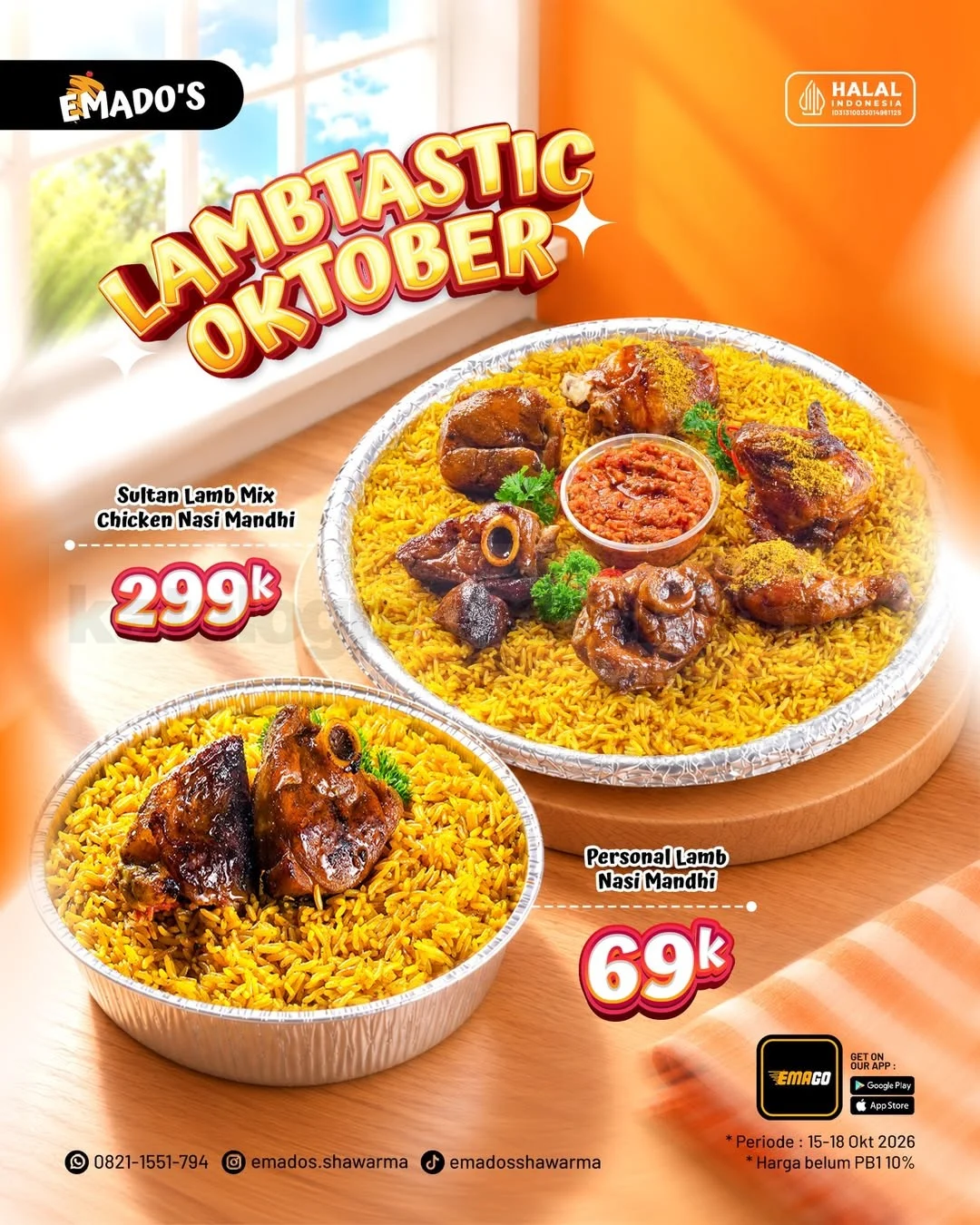 Emado's Lambtastic Oktober: Nikmati Nasi Mandhi Otentik Mulai Rp69.000