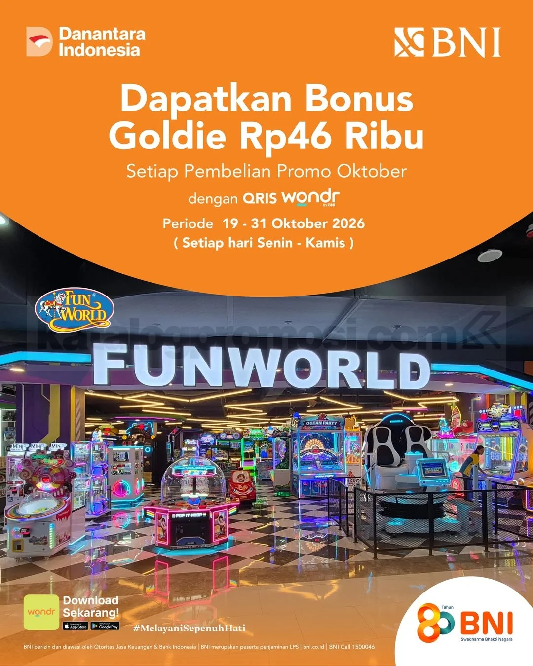 Funworld Beri Bonus Goldie Rp46 Ribu Pakai QRIS wondr BNI