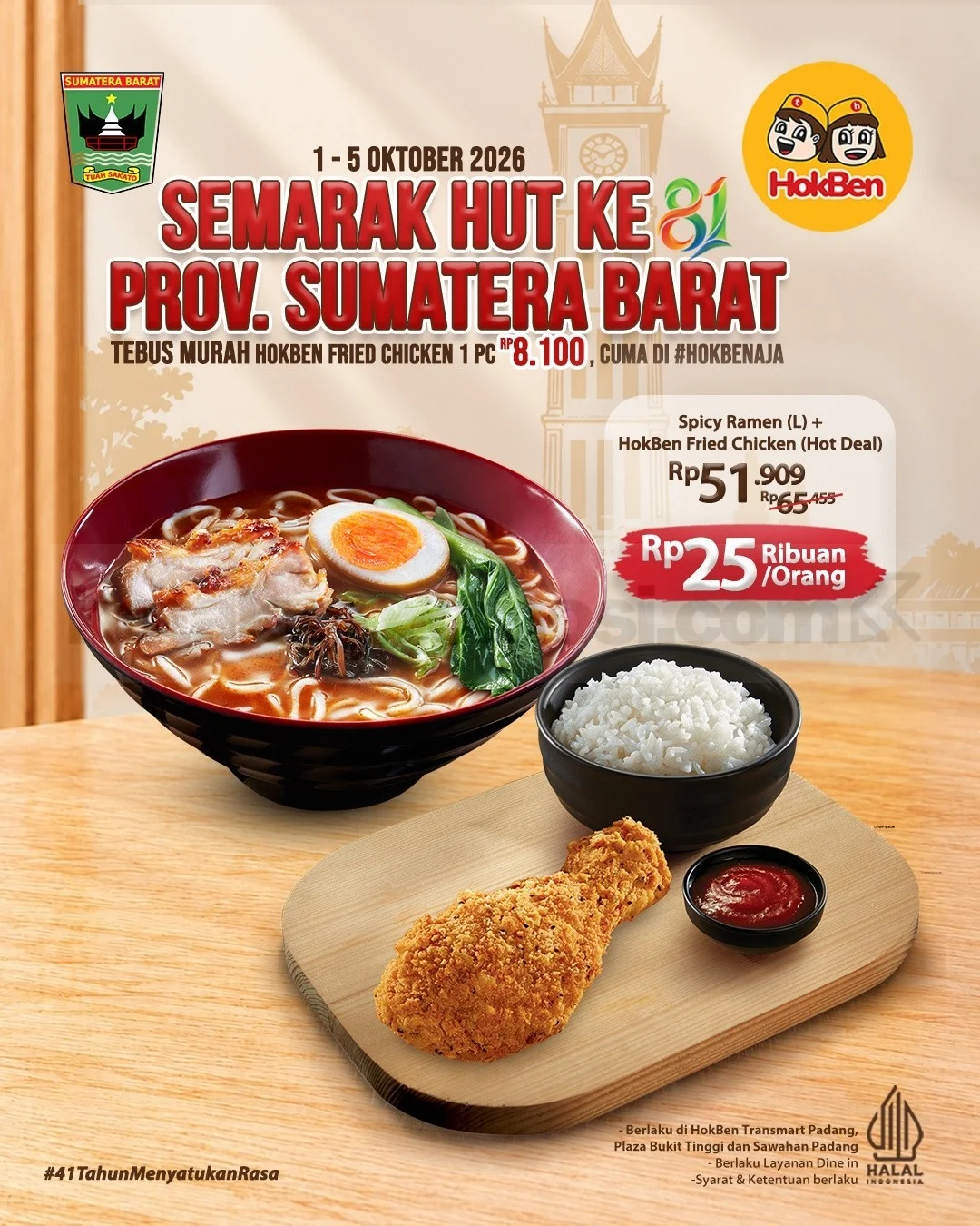 HokBen Hadirkan Promo HUT Sumbar, Fried Chicken Rp8.100
