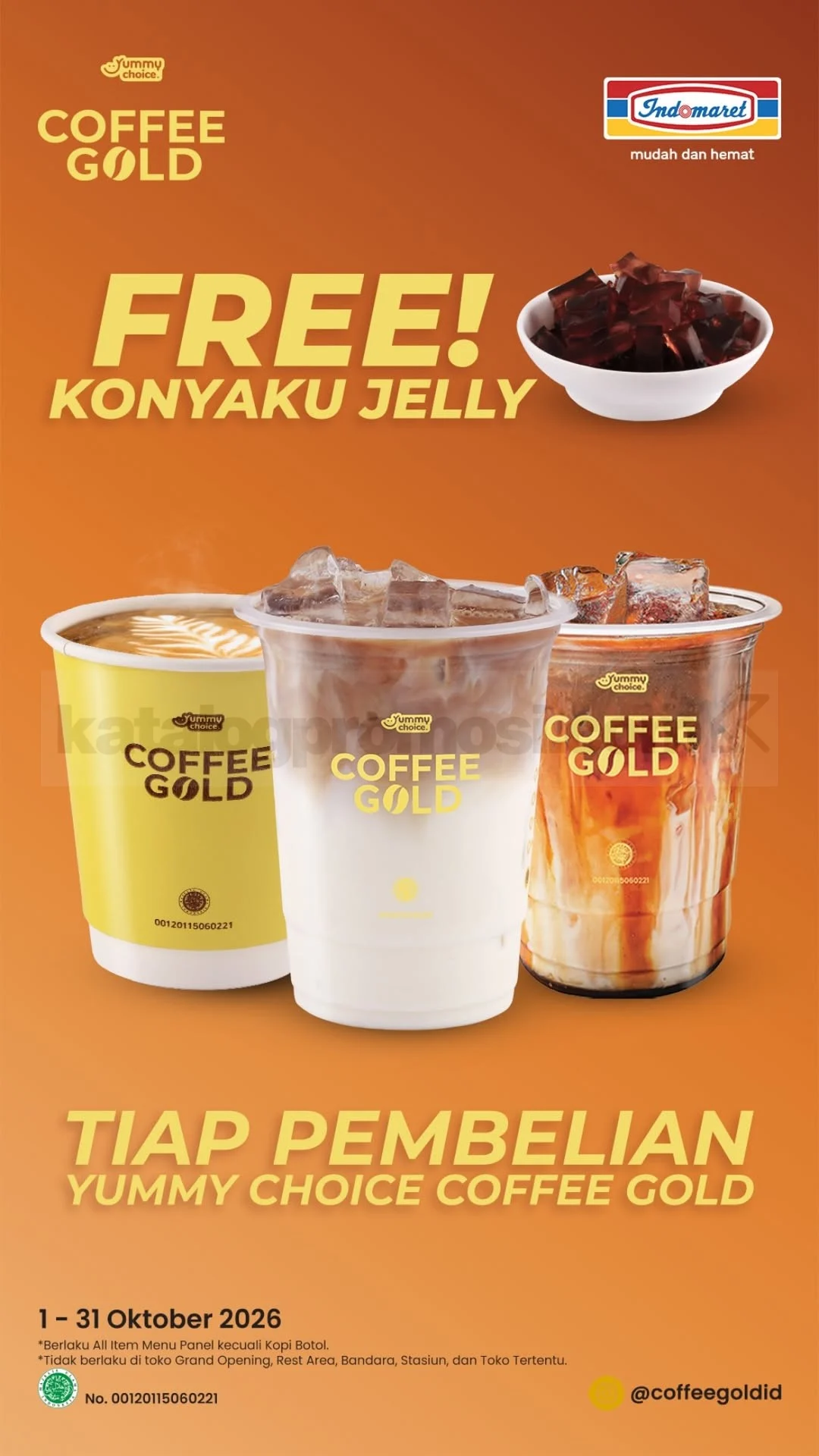 Indomaret: Konyaku Jelly Gratis di Coffee Gold Oktober 2026