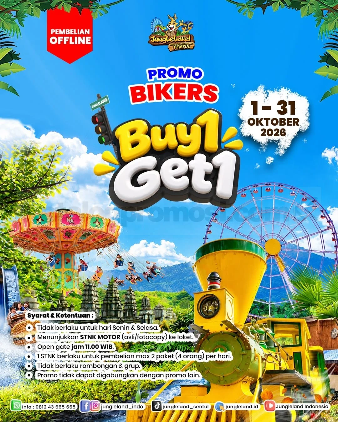 JungleLand: Promo Bikers Beli 1 Gratis 1 Tiket Oktober 2026