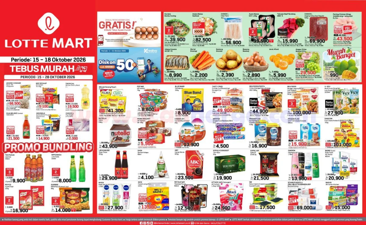 Lottemart Tawarkan Promo Akhir Pekan 5 Hari: 15-18 Oktober 2026