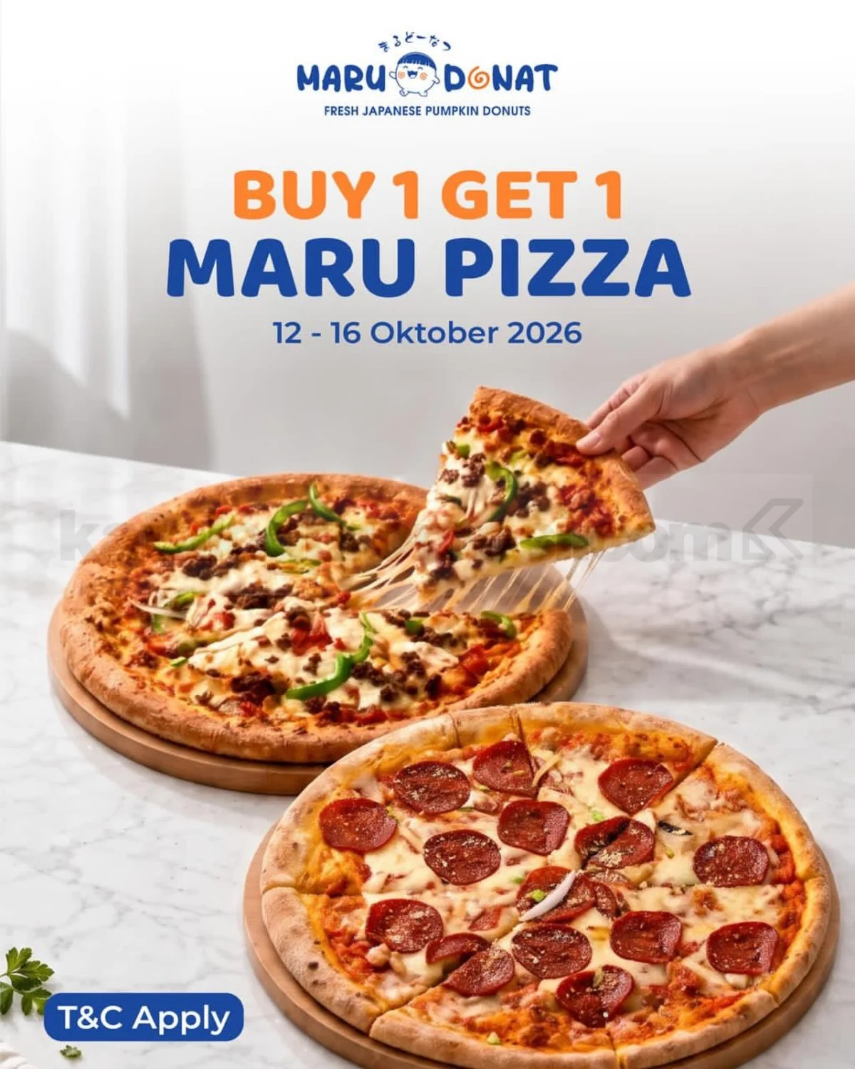 Maru Donat: Beli 1 Pizza Gratis 1, 12-16 Oktober 2026
