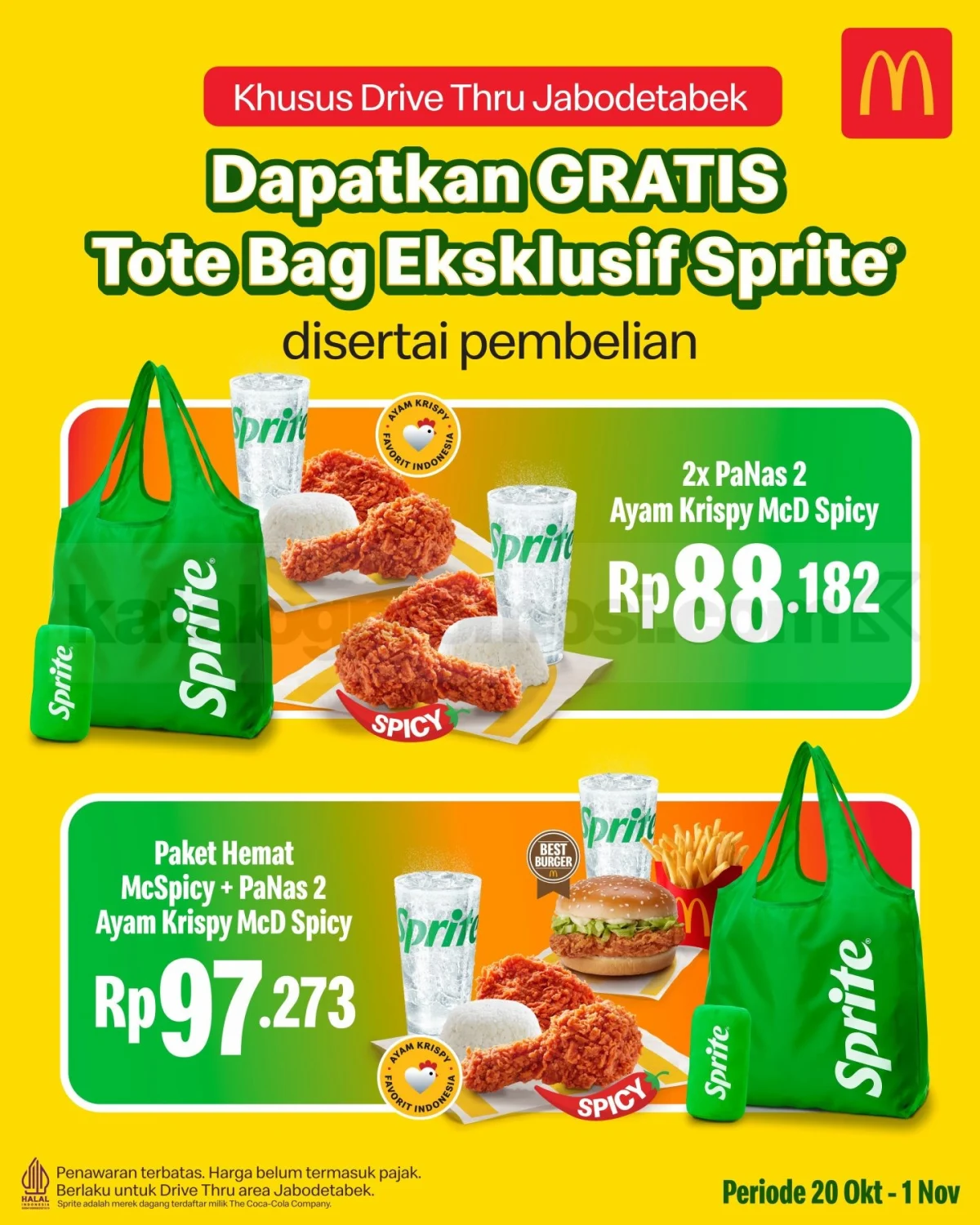 McD Drive Thru: Gratis Tote Bag Sprite Eksklusif 20 Okt-1 Nov