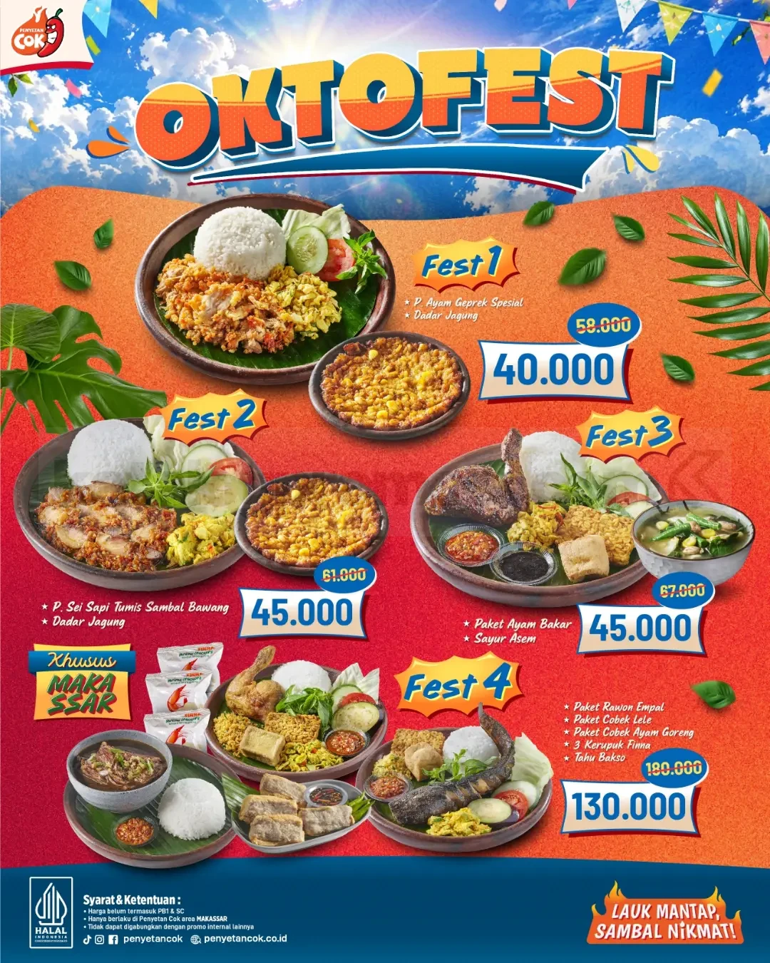 Penyetan Cok Oktofest: Paket Hemat Mulai Rp40.000 di Makassar