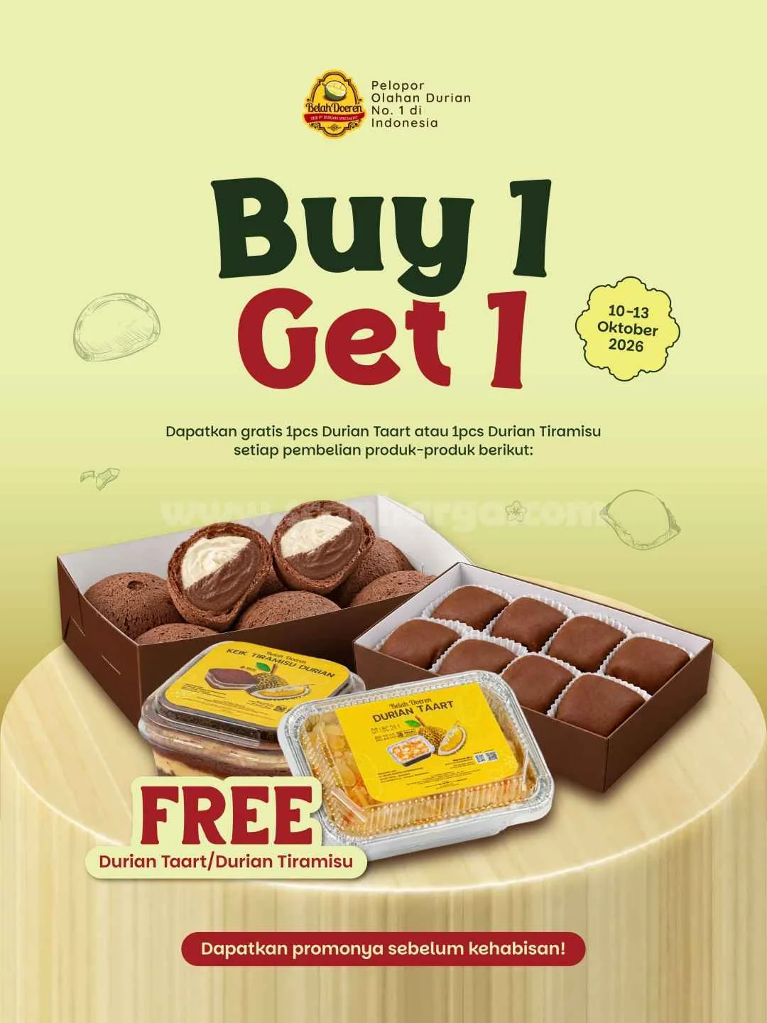 Promo Belah Doeren 10.10: Beli 1 Gratis 1 Durian Spesial!