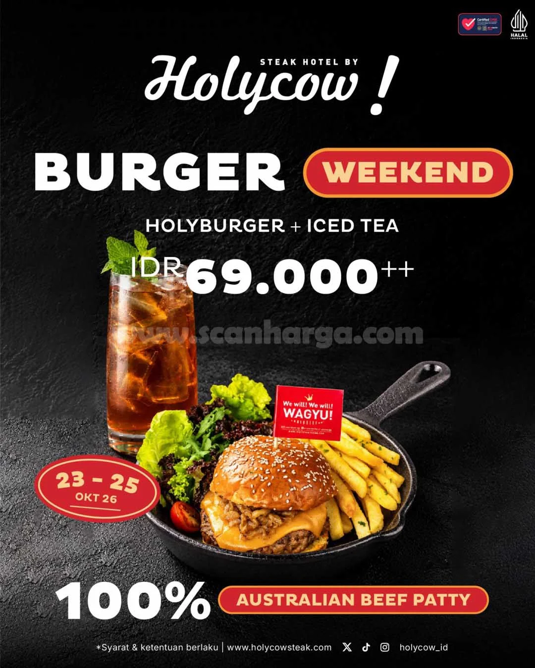 Promo Burger Weekend Holycow: Hemat Rp69 Ribuan!