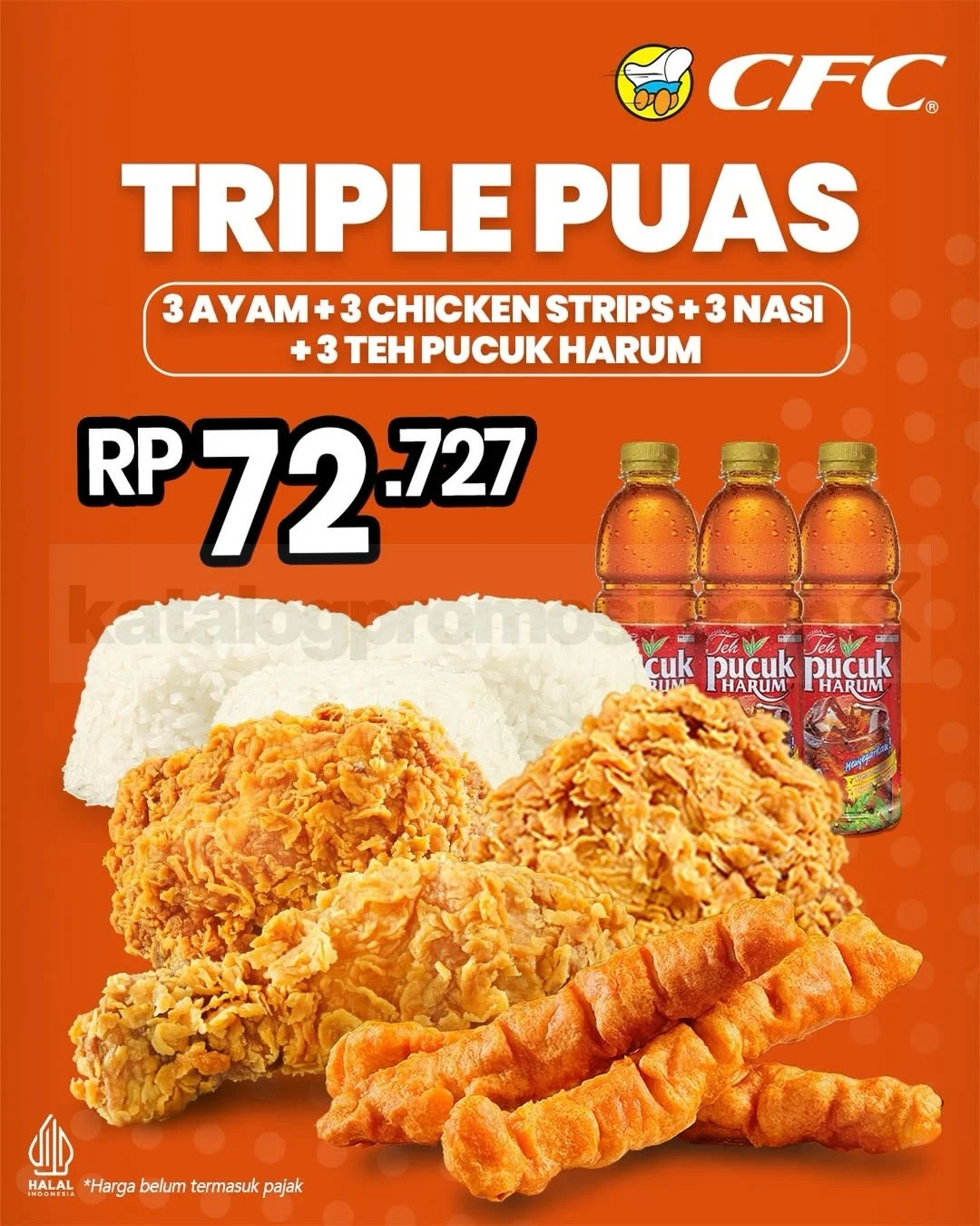 Promo CFC Triple Puas: Nikmati 3 Ayam & Minuman Rp72.727