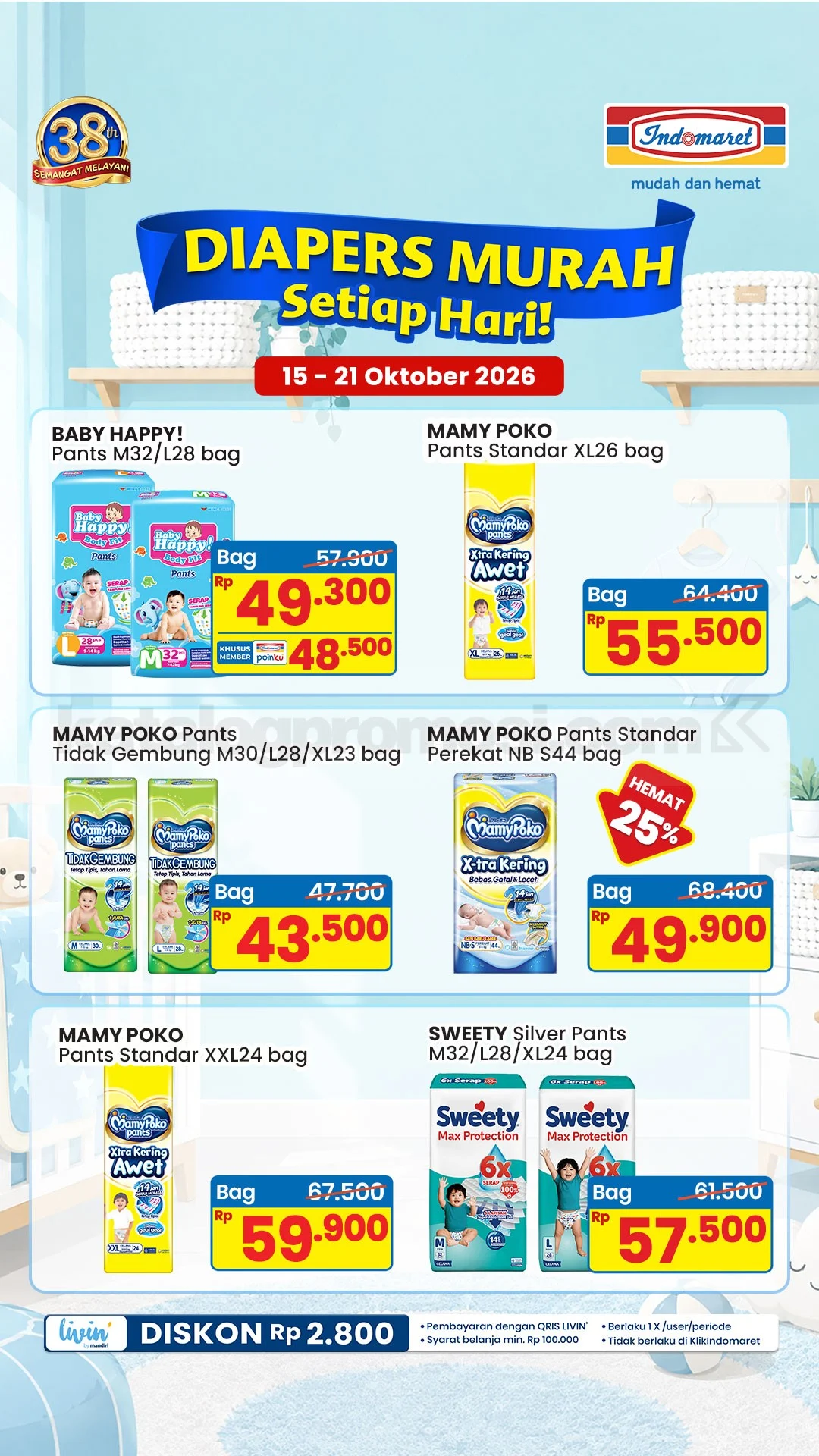 Promo Indomaret: Susu & Popok Murah 15-28 Okt 2026