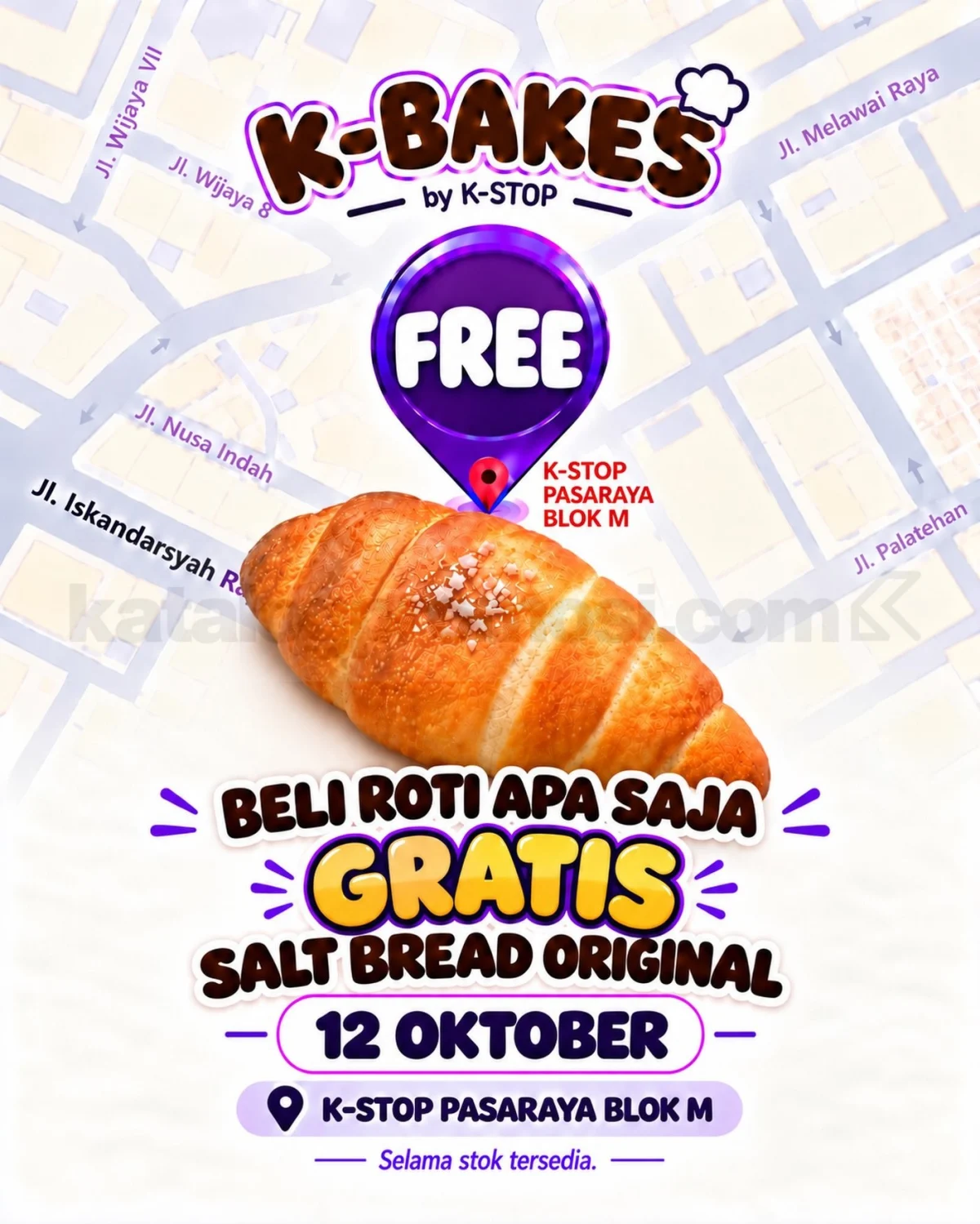 Promo K-STOP: Beli Roti Apa Saja, Gratis Salt Bread!