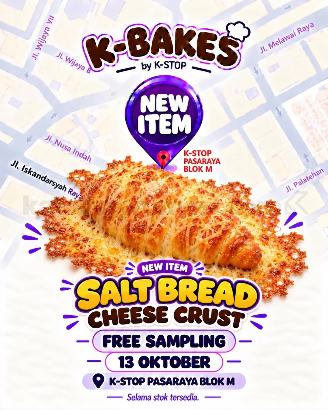 Promo K-STOP: Cicipi Salt Bread Cheese Crust Gratis 13 Oktober