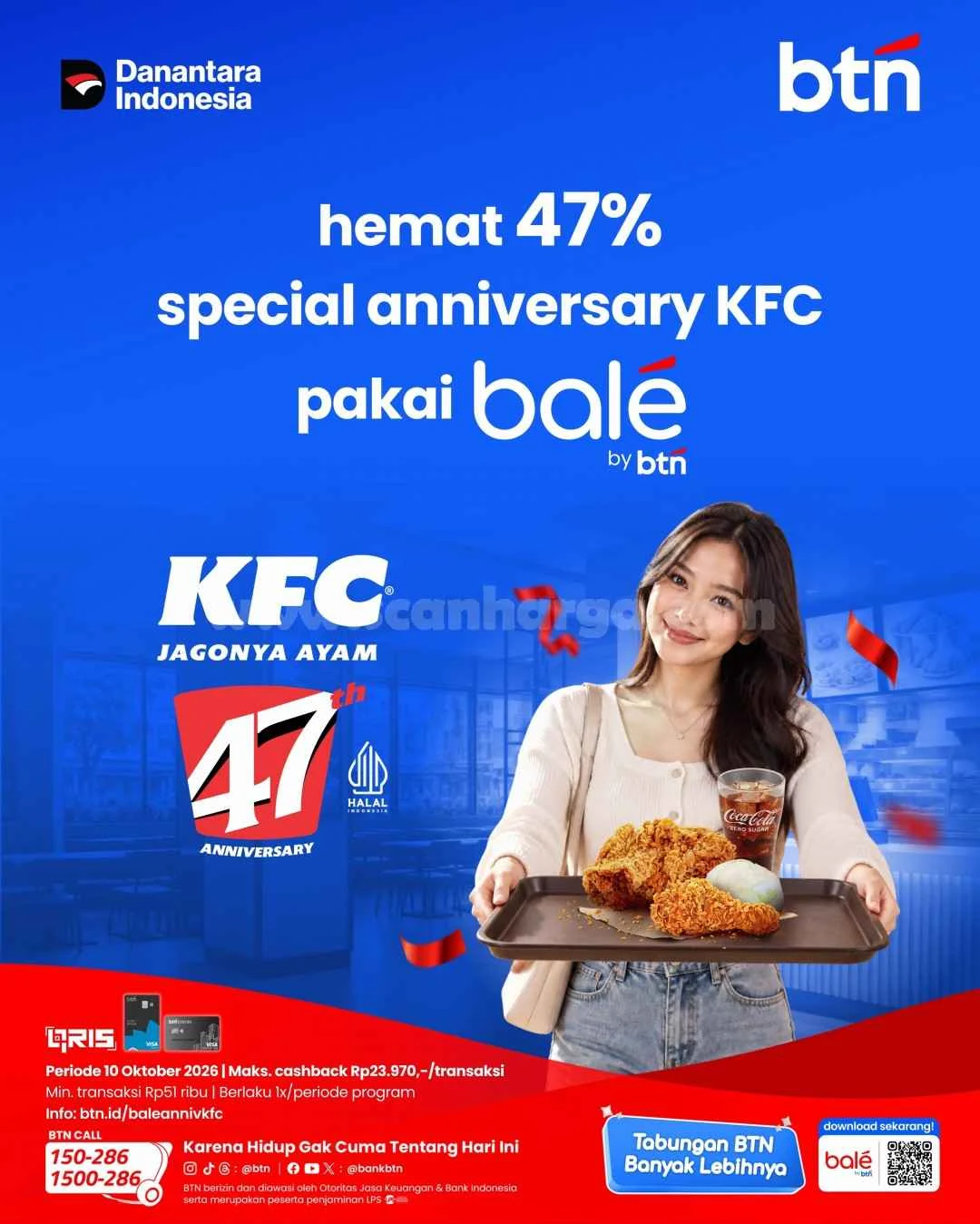 Promo KFC 47th Anniversary: Hemat 47% dengan Kartu BTN