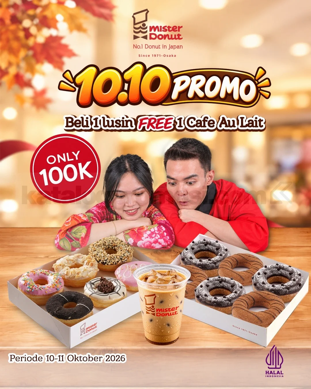 Promo Mister Donut 10.10: 1 Lusin Donat Gratis Kopi Rp100.000