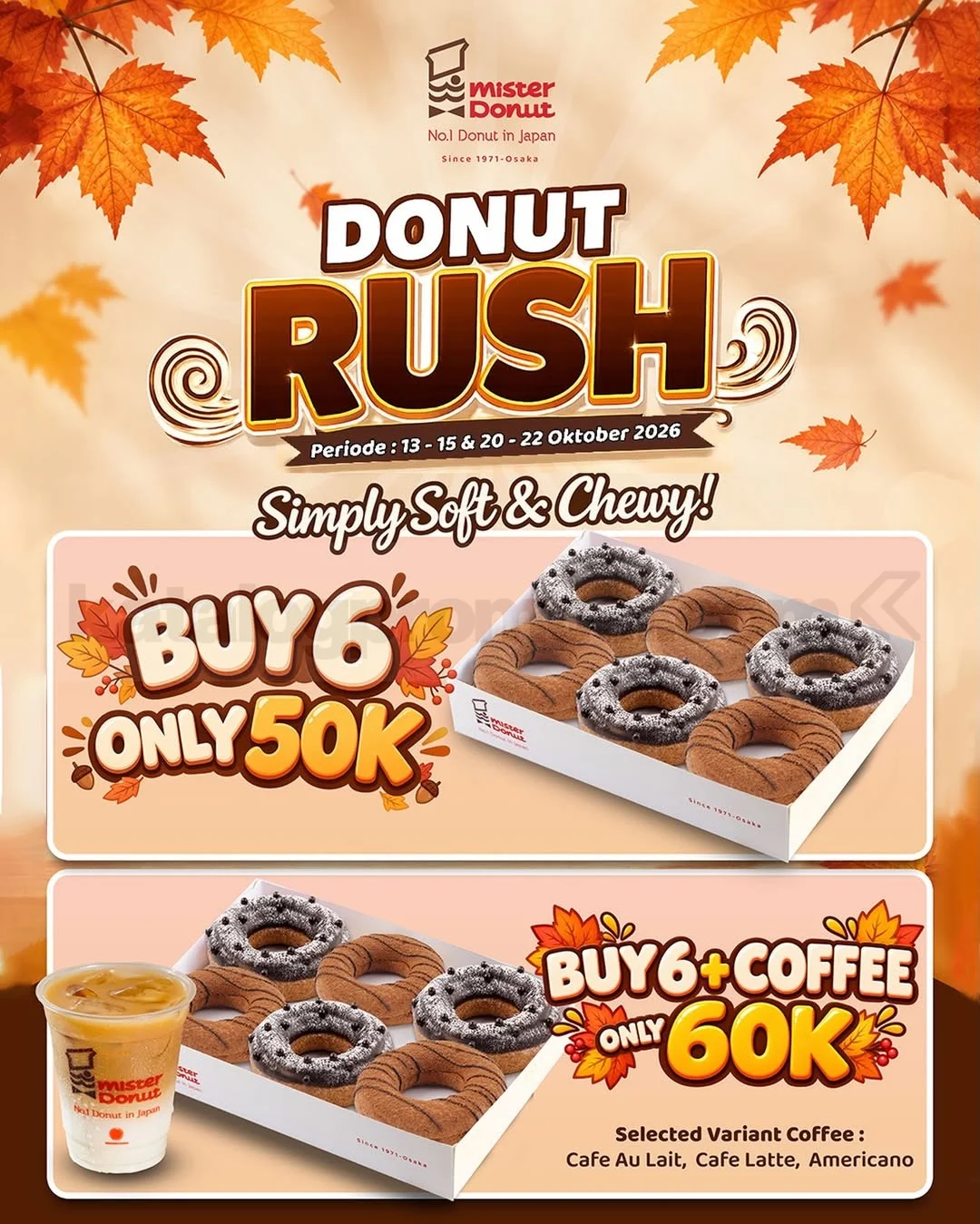 Promo Mister Donut: Paket Hemat 6 Donat & Kopi Mulai Rp50 Ribu