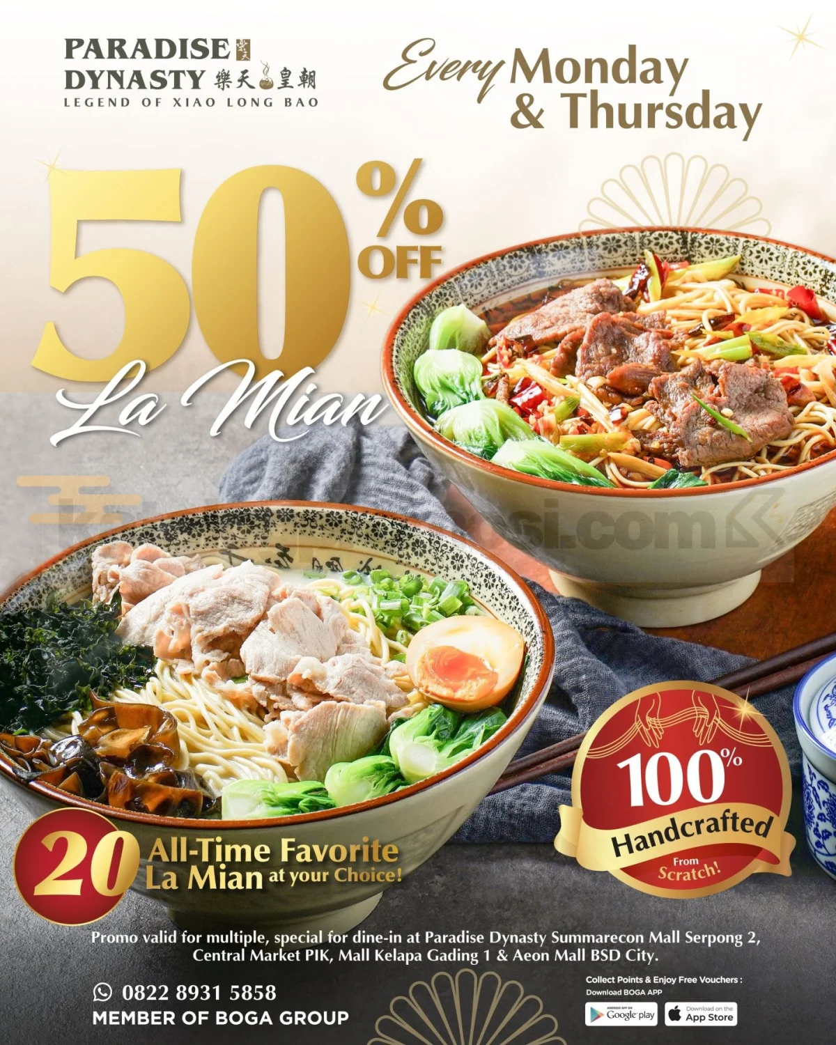 Promo Paradise Dynasty: La Mian Hemat 50% Tiap Senin & Kamis!