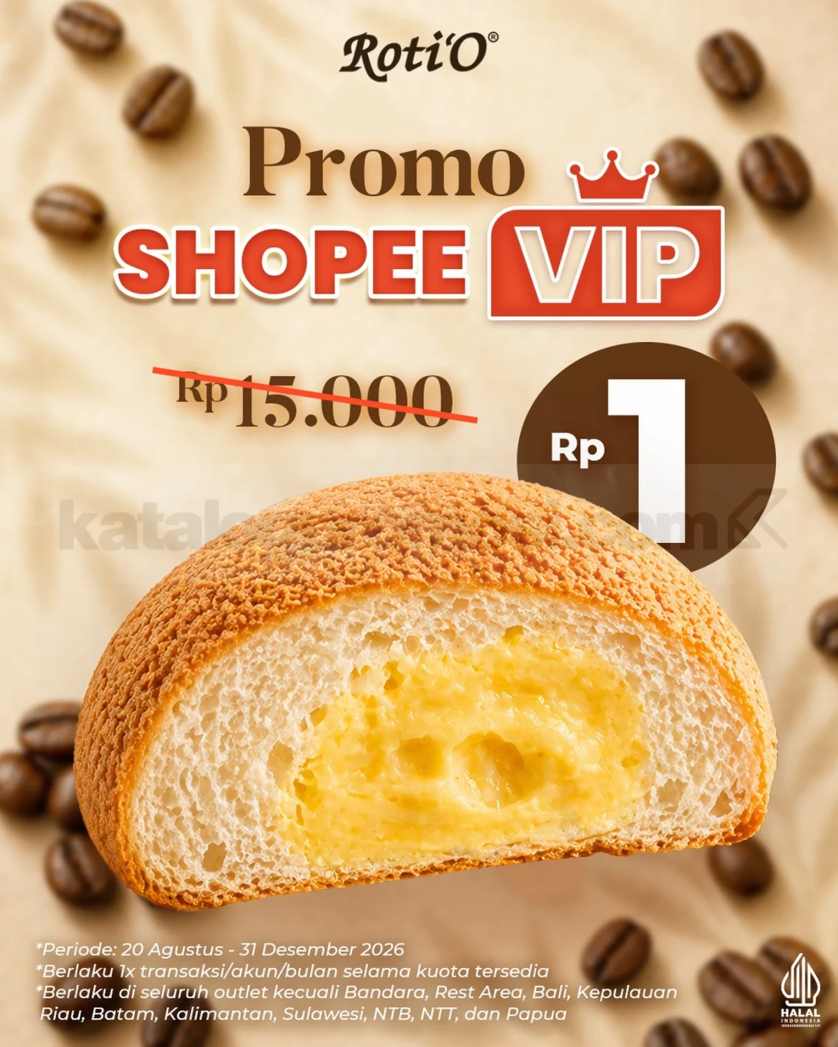 Promo Roti'O: Shopee VIP Beli Roti Rp1 Hingga Akhir 2026