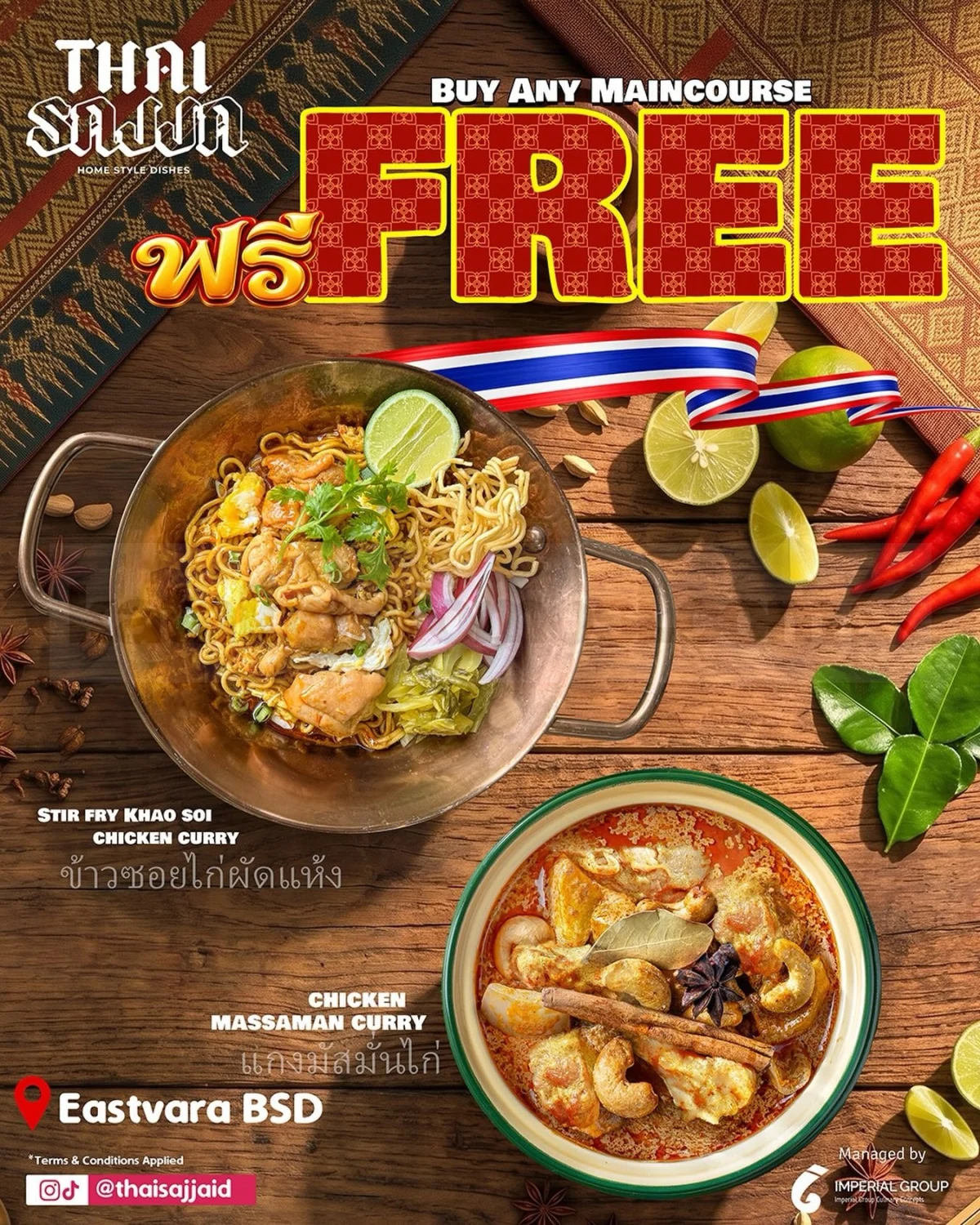 Thai Sajja: Beli Main Course, Gratis 1 Menu Pilihan Oktober 2026