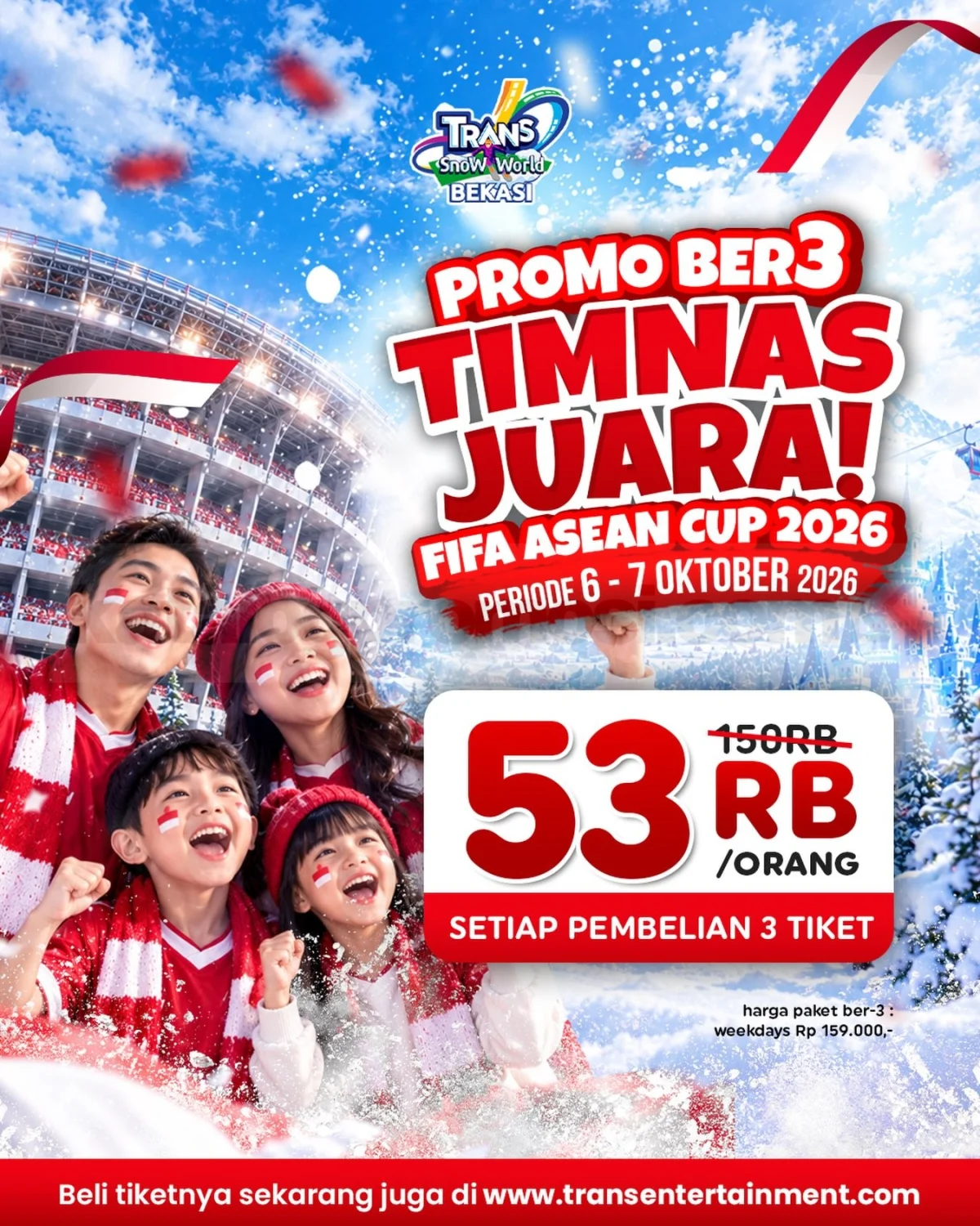 Timnas Juara, Snow World Bekasi Hadirkan Promo Bertiga Hemat!